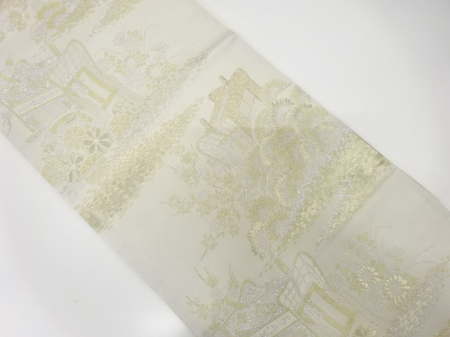 JAPANESE KIMONO / ANTIQUE FUKURO OBI / SILK / WOVEN CARRIAGE